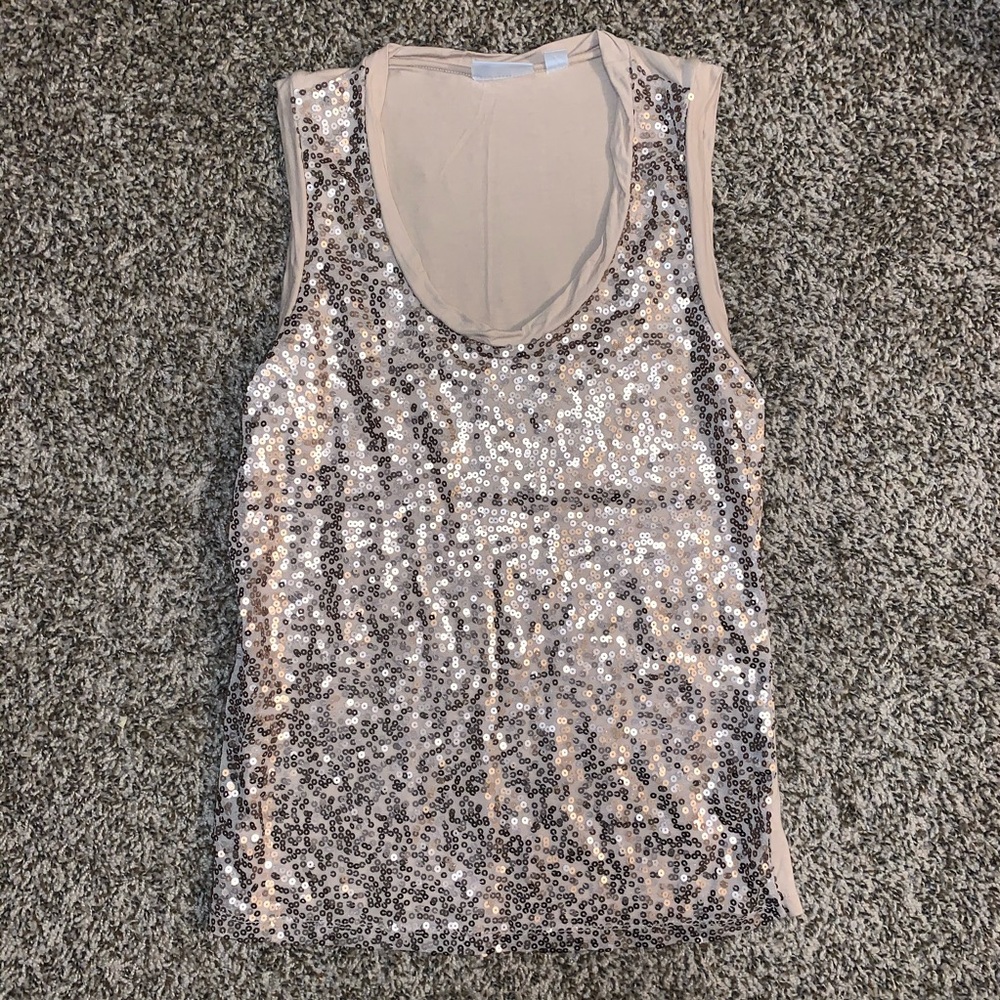 New York & Company gold sequin tank top